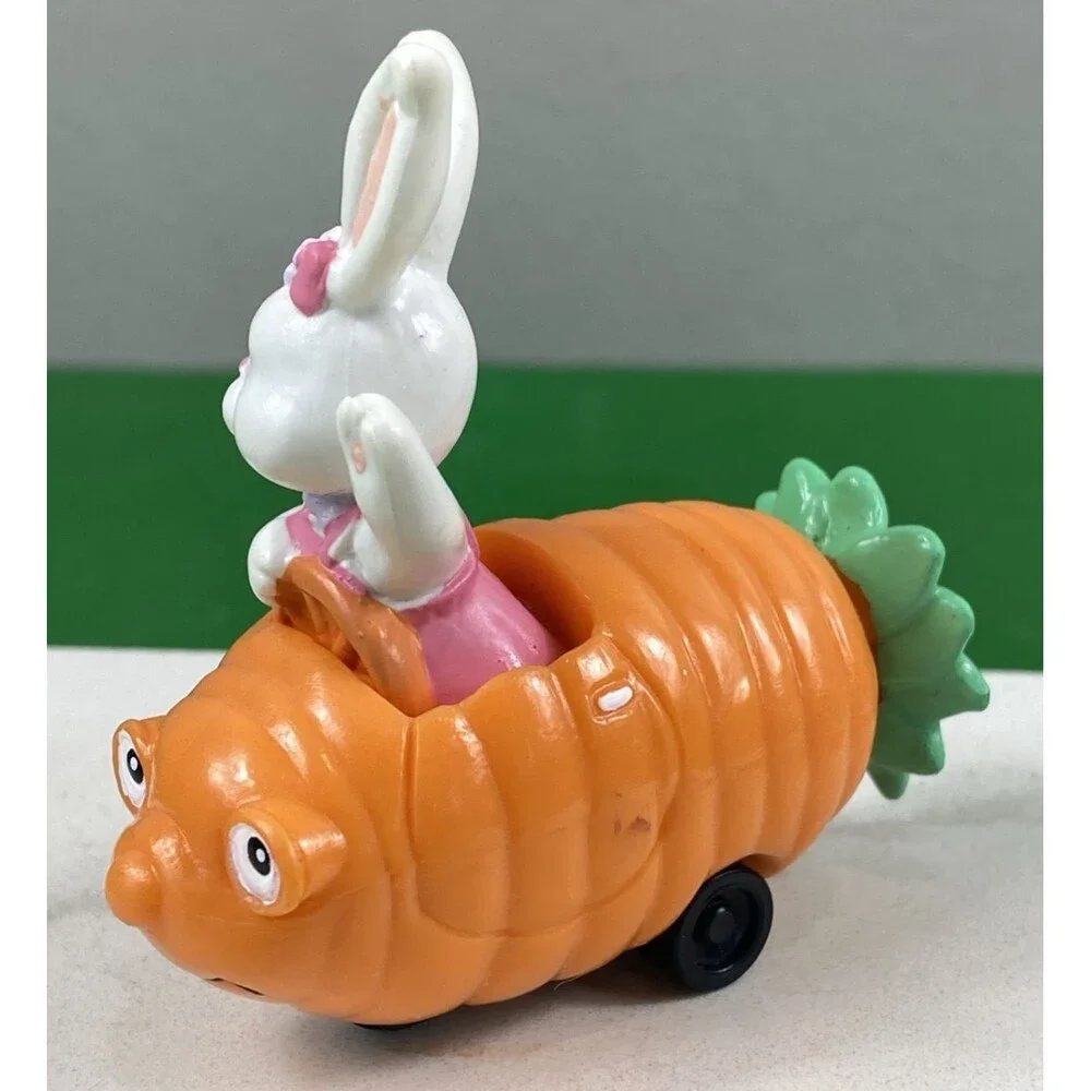 Rare Vintage Applause PVC Easter Bunny Driving a Carrot Car